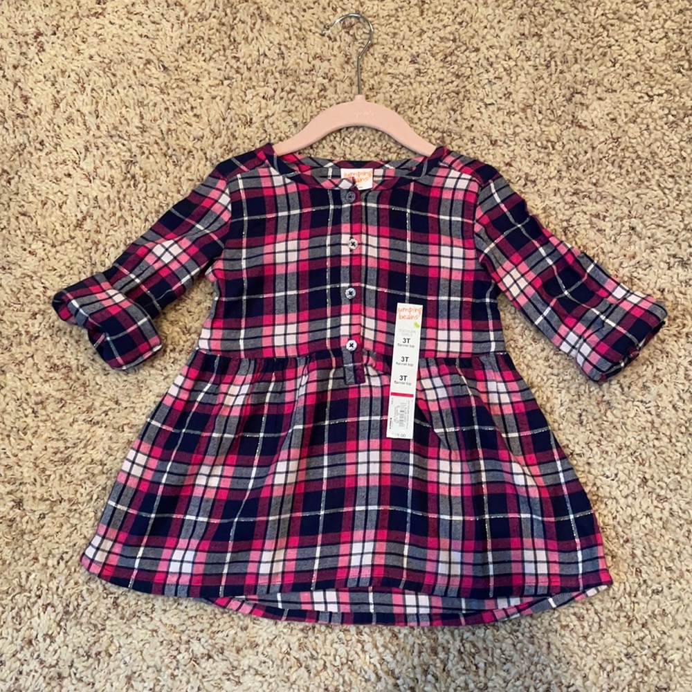 Toddler Girls Flannel Top - 3T - NWT